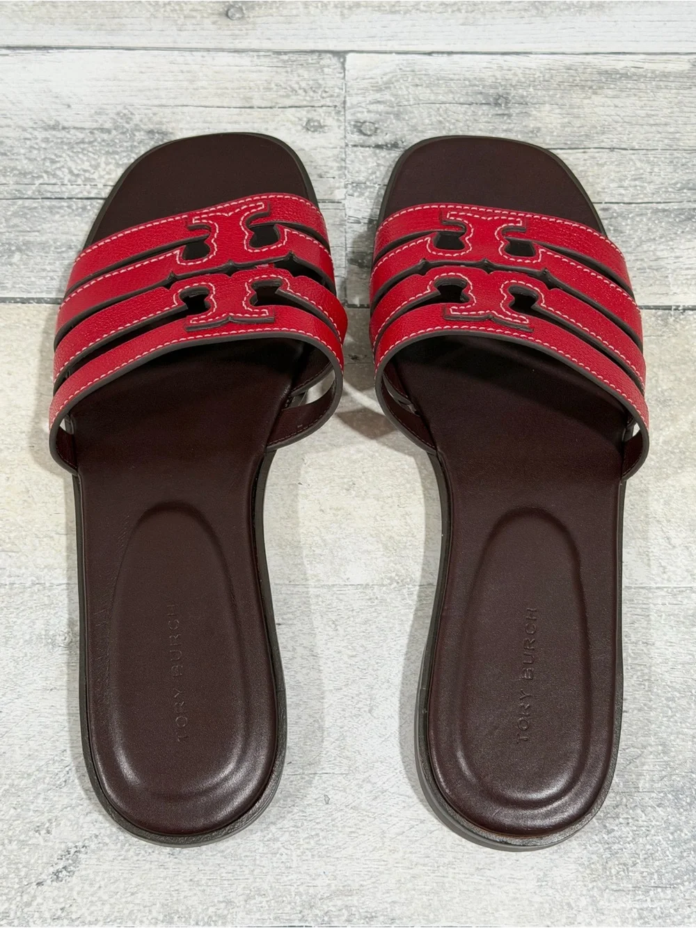 TORY BURCH Ines Multi-strap Slide In Tory Red/plum - Size - 6.5 .US